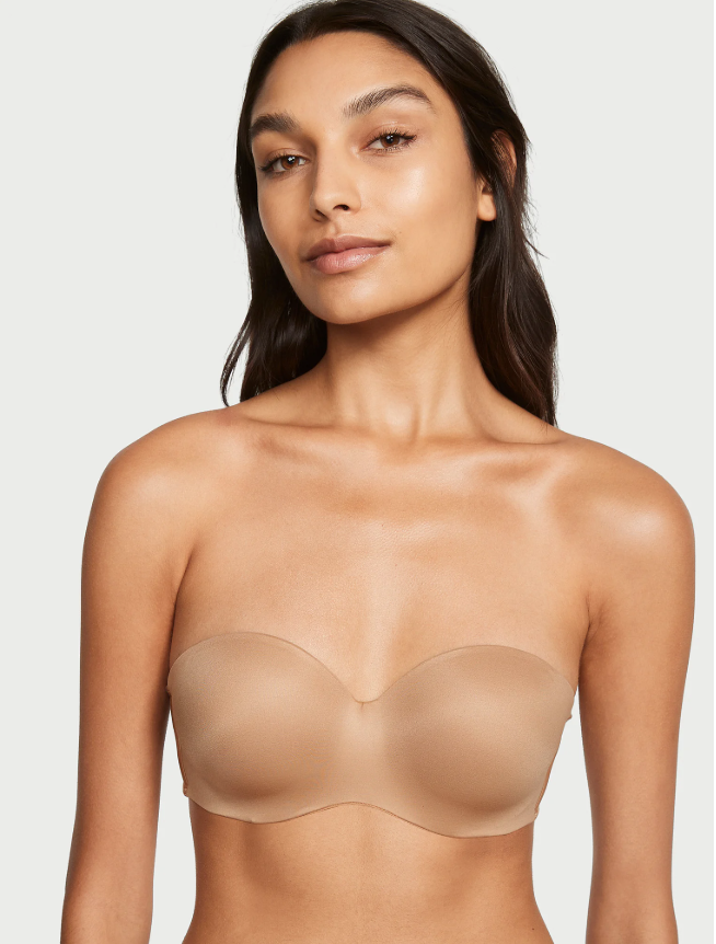Brasier vicotria secret strapless forro ligero 36DD crema
